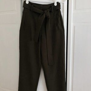 Wilfred Tie-Front Trousers - Army Green Crepe